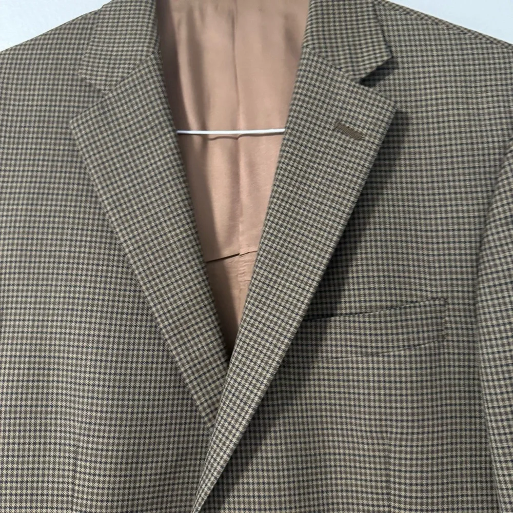 HART SCHAFFNER MARX Brown‎ Tweed Houndstooth Wool Sports Coat Jacket Blazer 40R